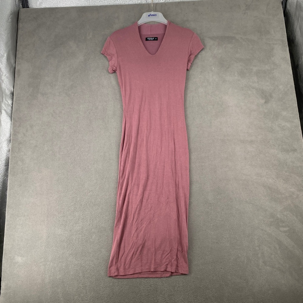 Joe & Elle Womens Pink Short Sleeve V-Neck Bodycon Midi Dress Small 5855